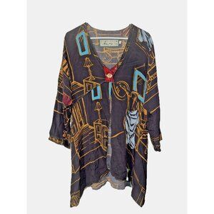 Nothing Matches Abstract Art Brown 3/4 Sleeves Size 1X (Flaw)